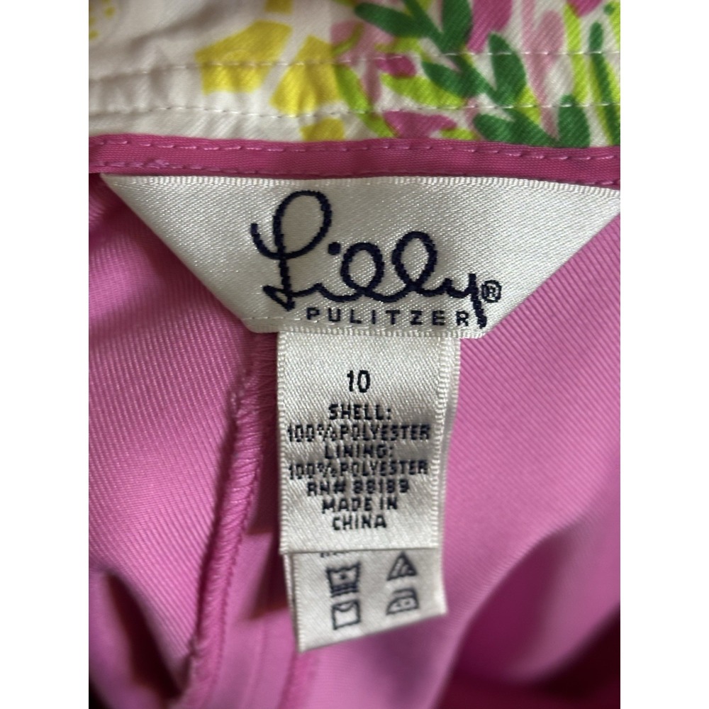 VTG LILLY PULITZER Pink Green Patch Print Skirt Skirt 10 Lion Cheetah Golf - Picture 7 of 7